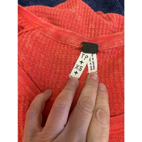 We The Free Orange Fashion Waffle Knit Thermal Top Size XS - Picture 8 of 11